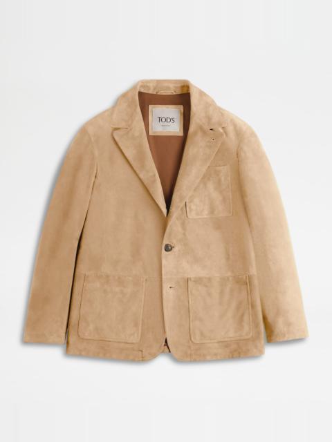 Tod's PASHMY BLAZER IN SUEDE - BEIGE