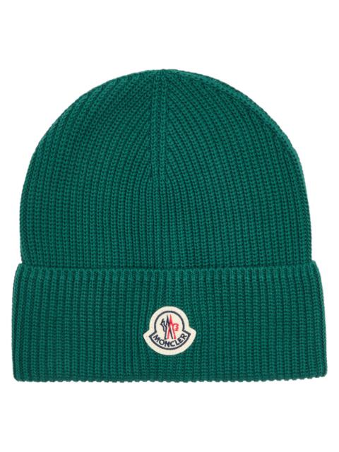 Moncler Moncler Logo Ribbed Cotton Beanie