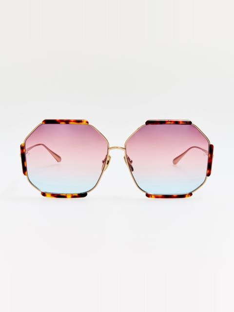 LINDA FARROW Margot Sunglasses in 22K Gold and Dusk