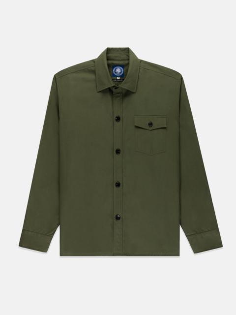 J. PRESS MADE-IN-ENGLAND OLIVE DRYWAX COTTON OVERSHIRT