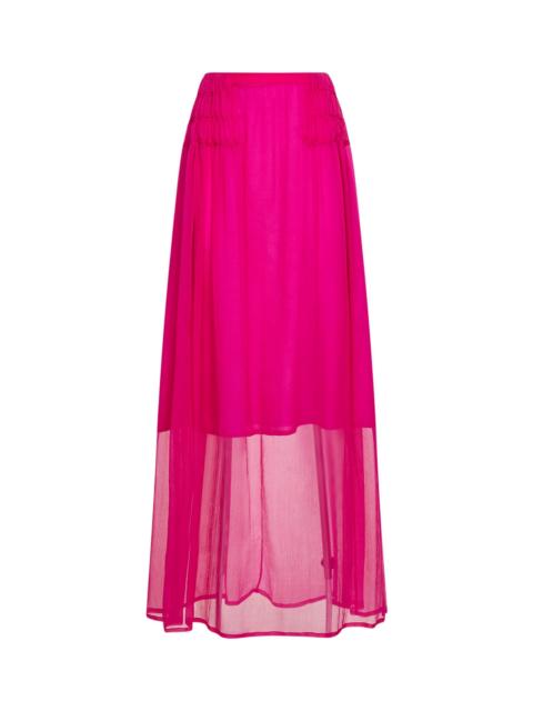 Dries Van Noten Dries Van Noten Women Fuchsia Silk Muslin Long Ruffled Skirt