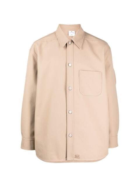 strap-detailing button-up shirt