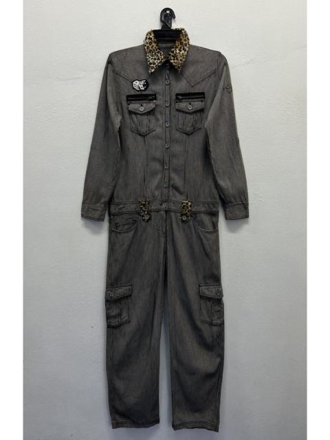 Other Designers Vintage Japanese Jumpsuit Leopard Collar, Embroidered Back,