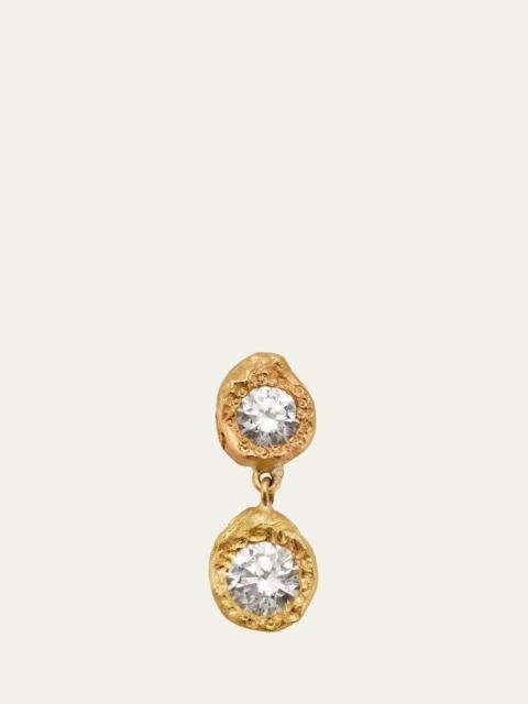 ELHANATI Donna 18K Solid Yellow Gold Earring with Top Wesselton VVS Diamonds, Single
