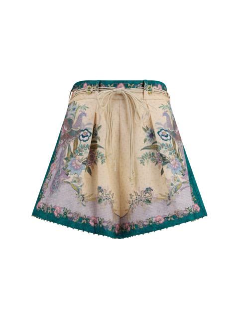 Zimmermann Zimmermann Indra Pleated Shorts Cream Scarf Floral