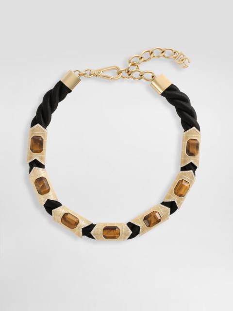 Dolce & Gabbana Rope necklace with tiger's eye stone