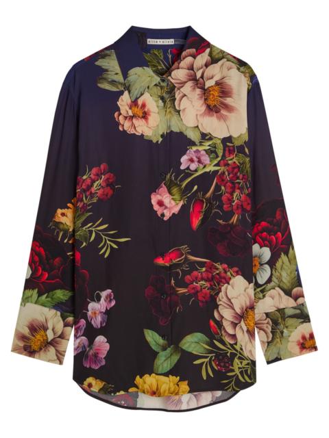 Alice + Olivia Alice + Olivia Finley Floral-print Satin Shirt