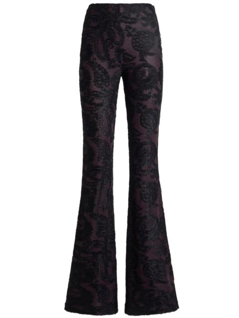 Etro Etro Women Flared Trousers In Chenille Jacquard With Paisley Foliage Motif