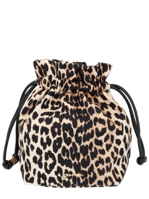 GANNI BOU BUCKET BAG WITH ANIMAL PRINT