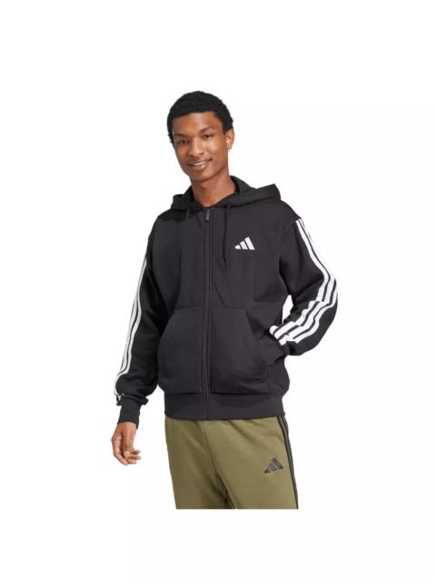 adidas Men's Essentials 3-Stripes Fleece Hoodie -Black/White