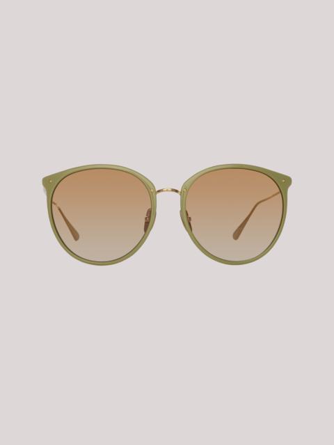 LINDA FARROW KINGS OVERSIZED SUNGLASSES IN SAGE