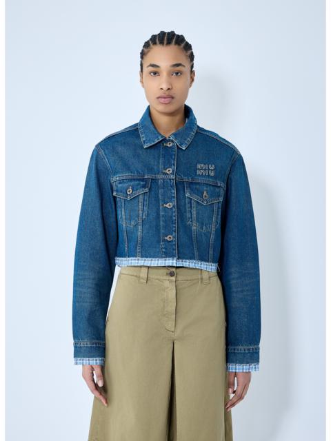 Miu Miu Women Contrast Hem Denim Jacket