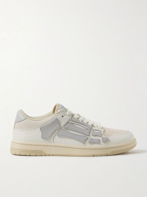 AMIRI Skel-Top Suede-Trimmed Appliquéd Leather Sneakers Off-white