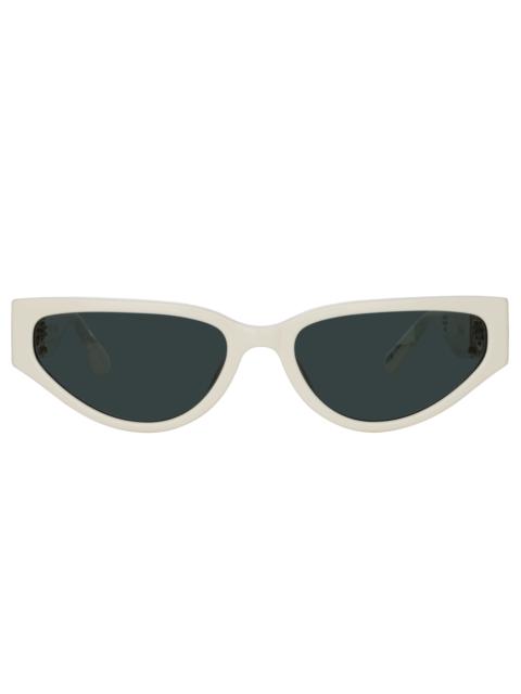 LINDA FARROW TOMIE CAT EYE SUNGLASSES IN WHITE