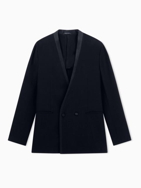 GIORGIO ARMANI WOOL-CRÊPE DOUBLE-BREASTED JACKET