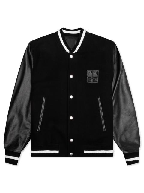 Givenchy WOOL AND LEATHER 4G VARSITY JACKET - BLACK
