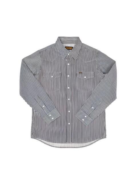 Iron Heart IHSH-07-IND 12oz Hickory Stripe Western Shirt Indigo