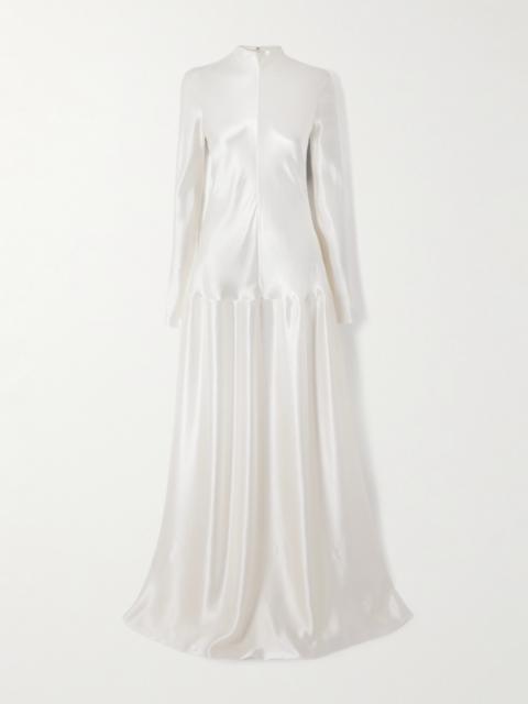 FFORME Mila Pleated Hammered-satin Maxi Dress