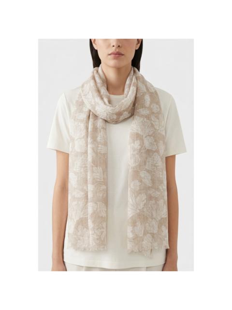 Brunello Cucinelli Brunello Cucinelli Women'S Beige Linen Floral Scarf