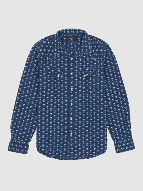 RRL by Ralph Lauren Double RL Slim Fit Indigo Print Western Shirt