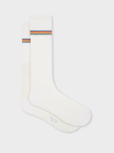 Paul Smith White 'Signature Stripe' Trim Socks