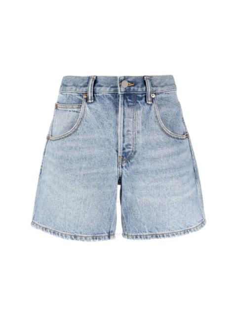 alexanderwang.t Alexander Wang Ladies Vintage Faded Indigo Logo-Applique Denim Shorts