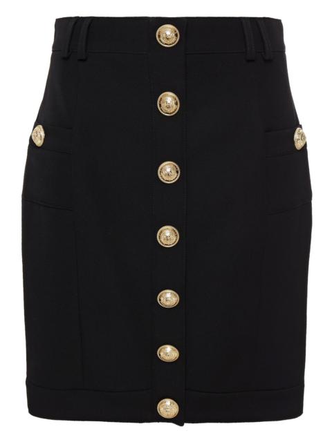 Balmain Button-embellished wool-twill mini skirt