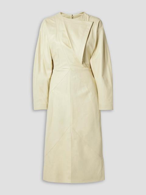 Isabel Marant Lazuli wrap-effect paneled leather midi dress