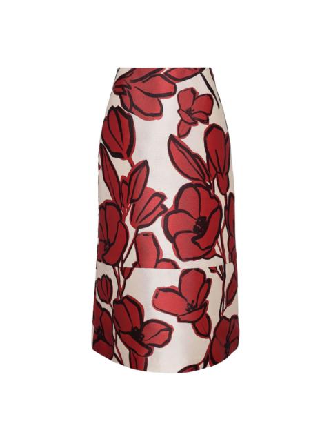 floral-print midi skirt