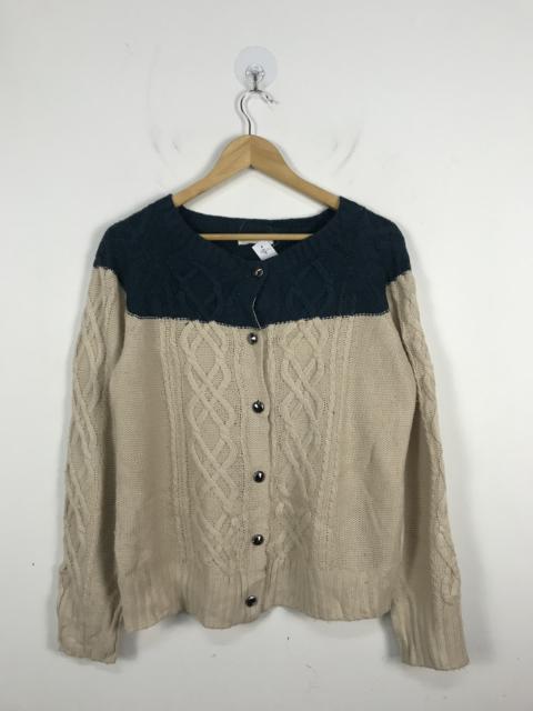 Other Designers Japanese Brand - Jeanasis Shoulder Top ColorBlock Cable Knit Cardigan #3021