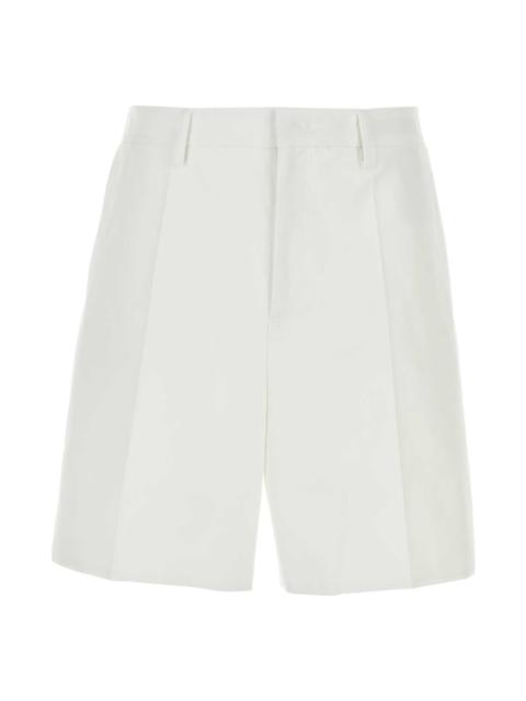 White Cotton Bermuda Shorts