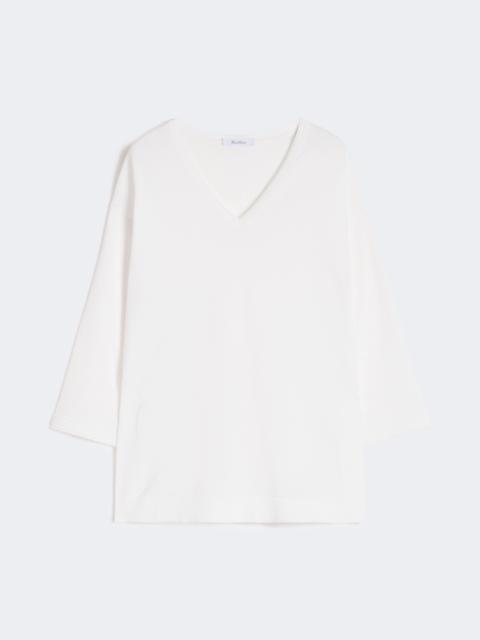 Max Mara Viscose crêpe yarn V-neck jumper - OPTICAL WHITE