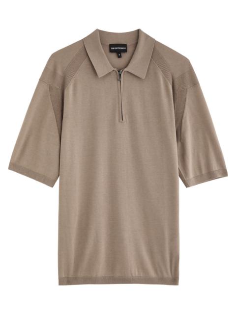 EMPORIO ARMANI Emporio Armani Half-zip Jersey-knit Polo Shirt