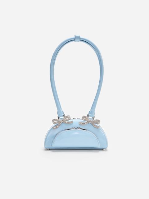 self-portrait Blue Leather Curved Mini Shoulder Bag