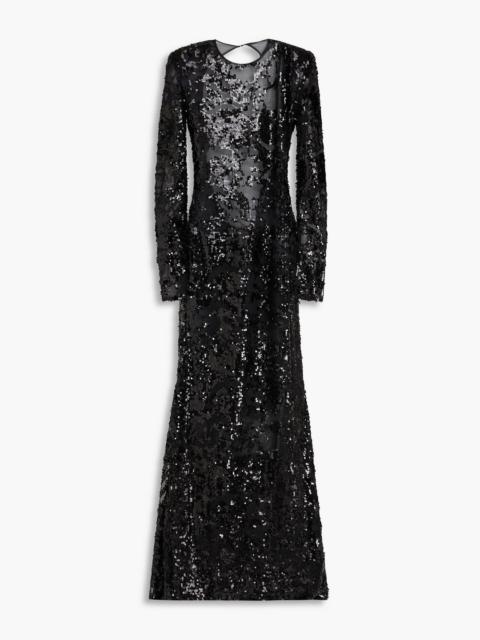 Victoria Beckham Open-back sequined tulle gown