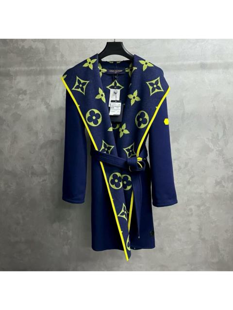 Louis Vuitton Louis Vuitton Dark Blue Wrap-Style Belted Hooded Coat