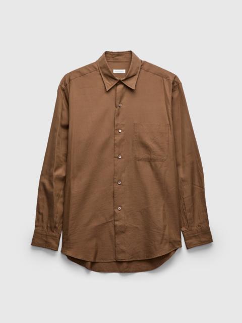 KAPTAIN SUNSHINE Silk Regular Collared Shirt in Brown