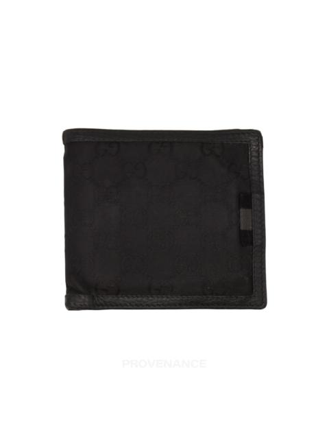 GUCCI Gucci Bifold Wallet - Black GG Canvas with Web Detail