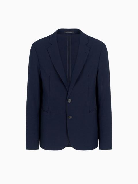 EMPORIO ARMANI SINGLE-BREASTED JACKET IN TECHNICAL SEERSUCKER FABRIC
