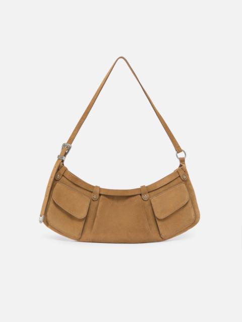 PINKO POCKET BODY BAG LARGE SHOULDER BAG IN SUEDE WITH POCKETS