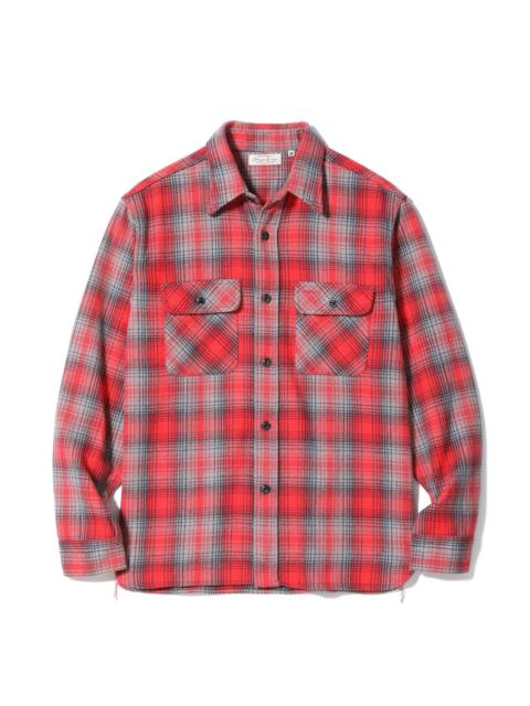 SUGAR CANE C29584 Fiction Romance Herringbone Twill Check Work Shirt Red