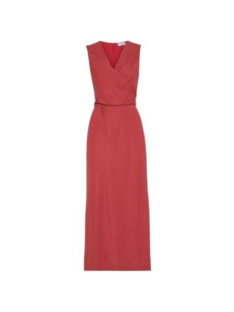 Brunello Cucinelli Brunello Cucinelli Wored Linen Blend Sleeveless Dress