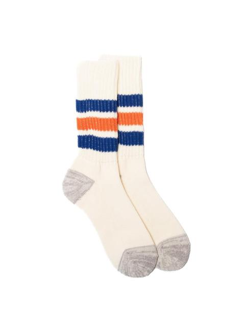 ROTOTO® Rototo Coarse Ribbed Old School Crew Socks Blue/Orange