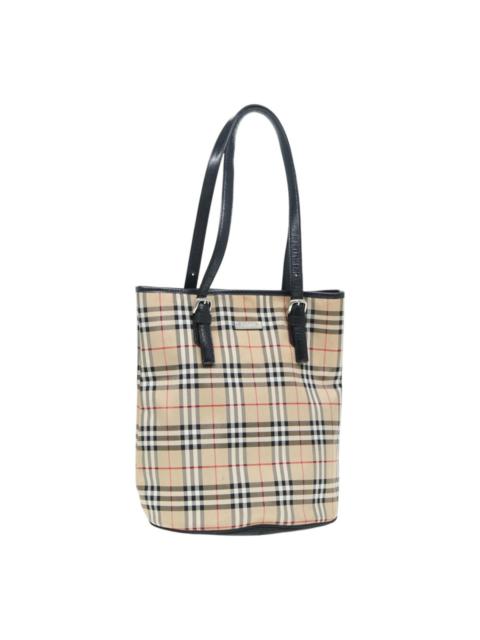 Burberry Burberry Nova Check Blue Label Tote Bag Nylon Beige Silver