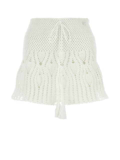 Loewe Loewe Paula's Ibiza Women White Crochet Paula S Ibiza Mini Skirt