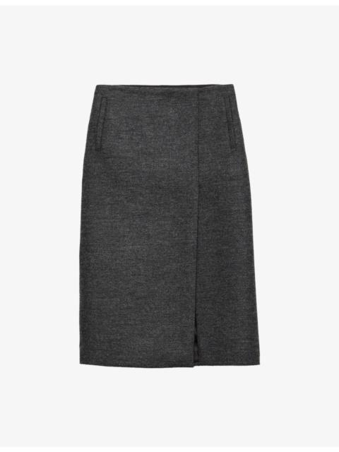 Prada Rush Stitch Virgin-Wool Knee-Length Skirt