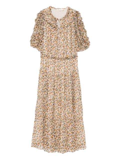 ULLA JOHNSON Nan Silk Short Sleeve Midi Dress