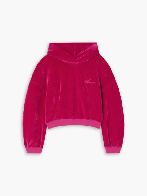 AMIRI Cropped cotton-velour hoodie