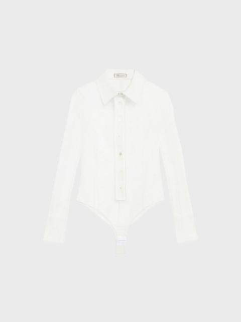 Blumarine VALENCIENNES LACE BODY-SHIRT WITH DENIM INSERTS