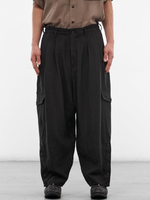 Yohji Yamamoto Black Pleated Baggy Trousers